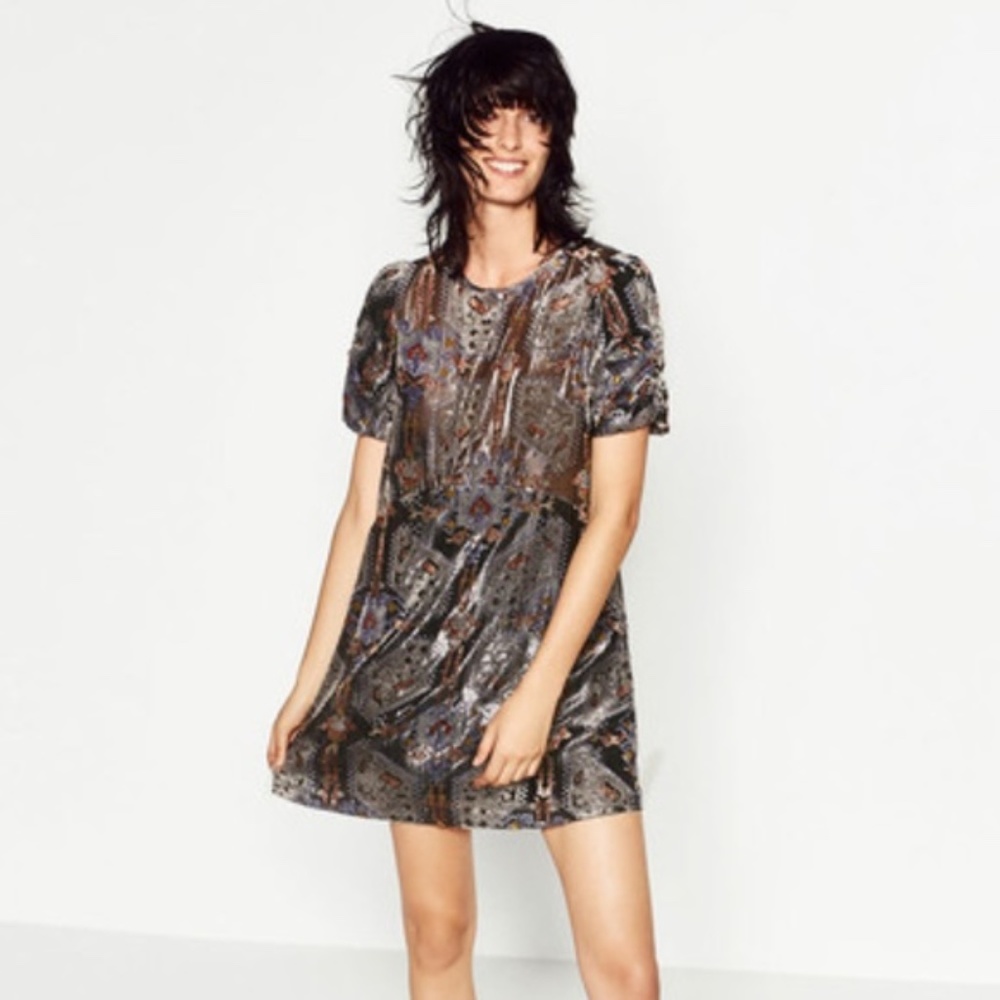 Zara Knit Velvet Mini Dress